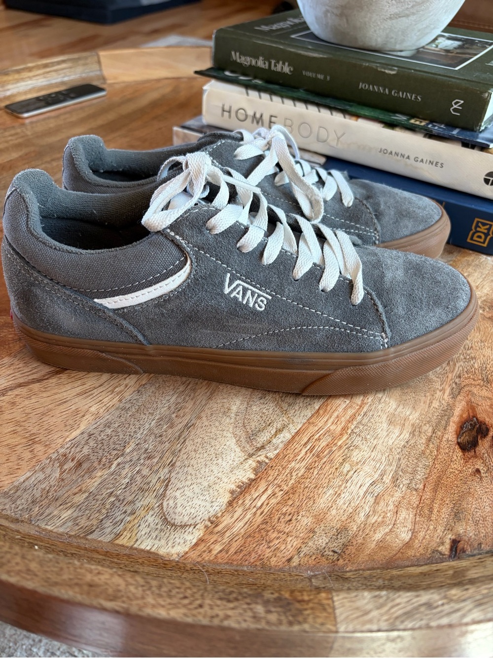 Vans Gray Suede Sneakers with Brown Gum Sole